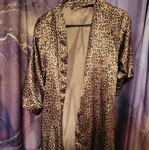 Silk cheetah print robe
